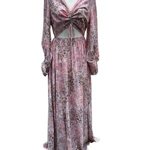 ENTRO Meredith Blush Floral Maxi Dress EUC